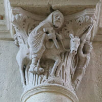 Chapiteau de l'église saint-Andoche de Saulieu représentant le prophète Balaam sur son âne